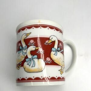 Vintage Treasure Craft Ribbon Geese Mug 1980s Country Farmhouse Kitchen Cup